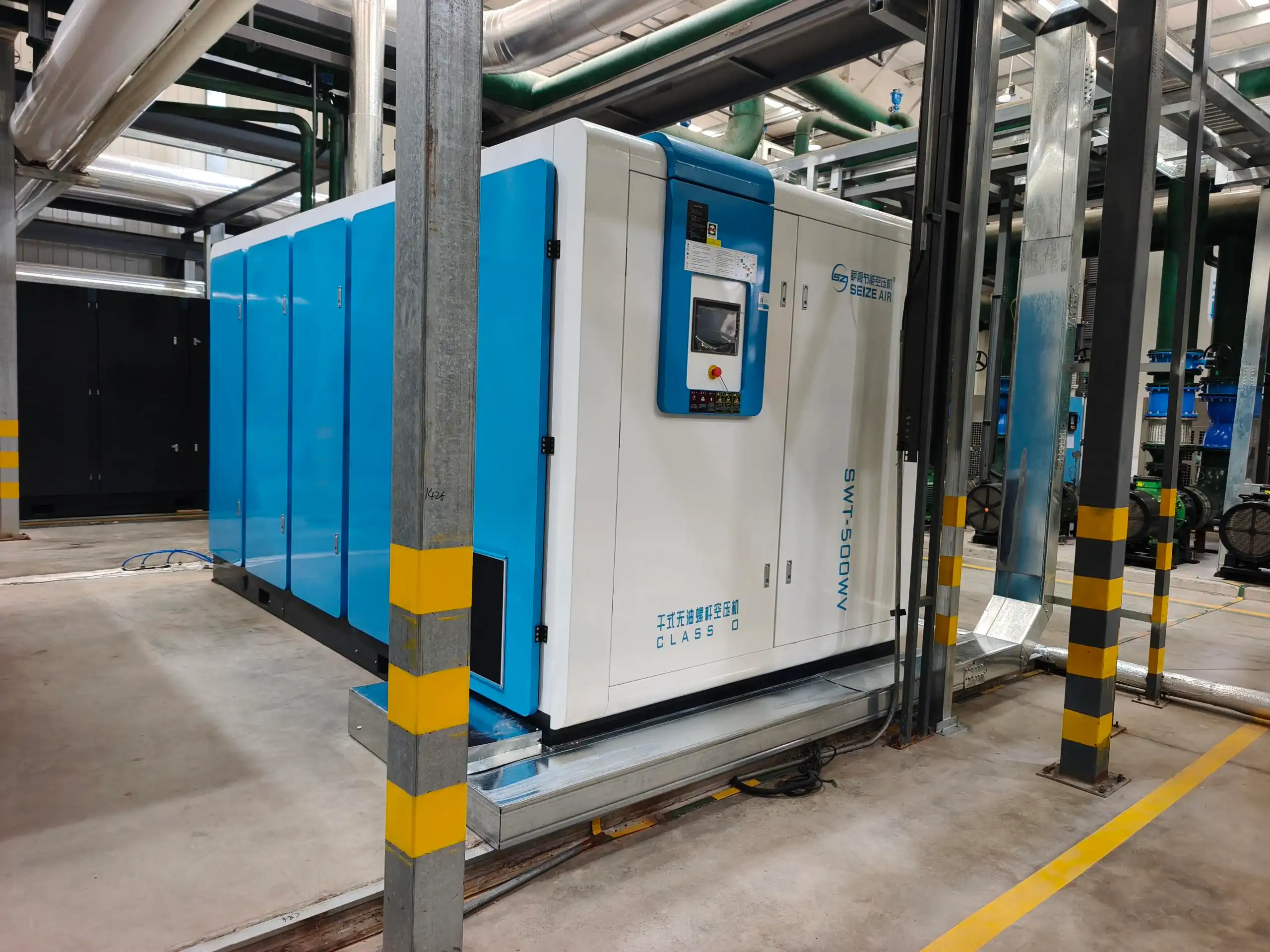 500KW PM VSD सुख्खा प्रकारको तेल-रहित स्क्रू एयर कम्प्रेसर