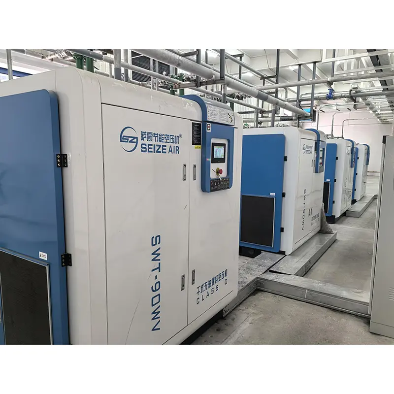 अर्धचालक PM VSD सुख्खा तेल-मुक्त स्क्रू एयर कम्प्रेसर
